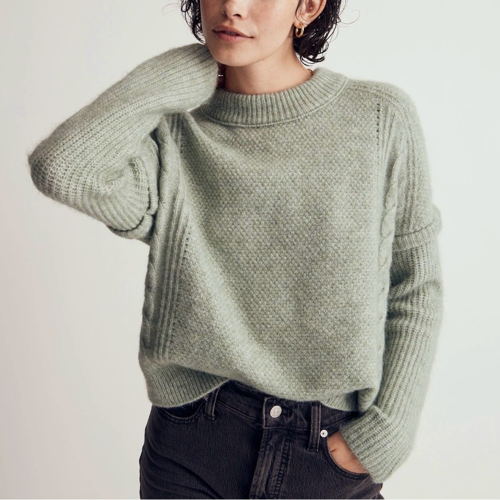 Madewell Havener Cable Stitch Crewneck Sweater - Size S - Picture 2 of 15